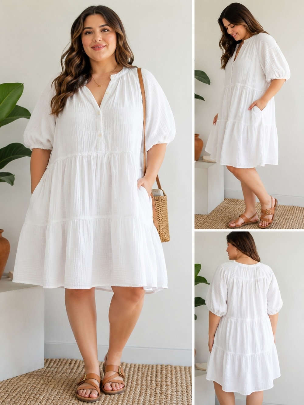 White Tiered Babydoll Midi Dress